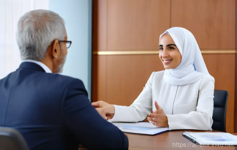 공인노무사 직업에 대한 오해와 진실 - **Prompt:** A realistic, cinematic shot of an Arab employee (a man or woman in modest, office-approp...