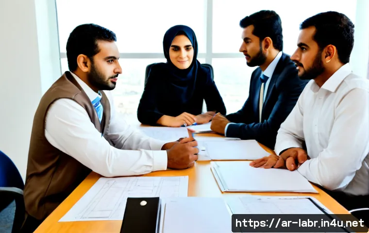 노무사의 실무 교육 과정 - Photorealistic professional training workshop for labor relations consultants in a modern Gulf-regio...
